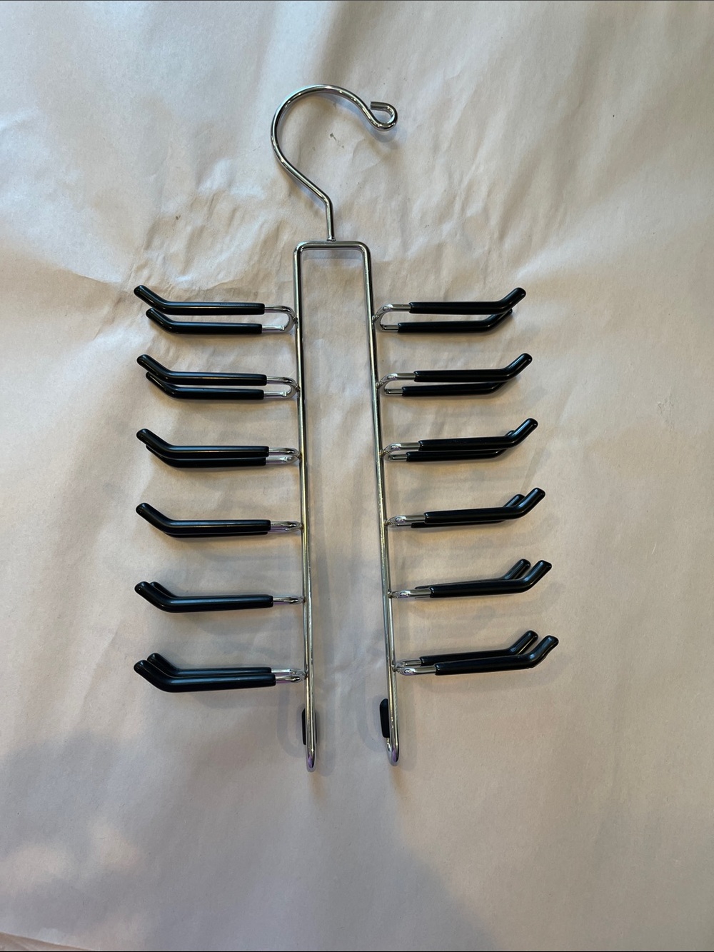 Multi-Tier Metal Scarf, Ties & Belt Hanger - Black Accent Hooks